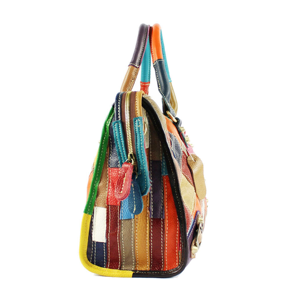 Designer Women's Genuine Leather Multi-color Handbag Satchel Tote Shoulder Bags