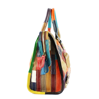 Designer Women's Genuine Leather Multi-color Handbag Satchel Tote Shoulder Bags