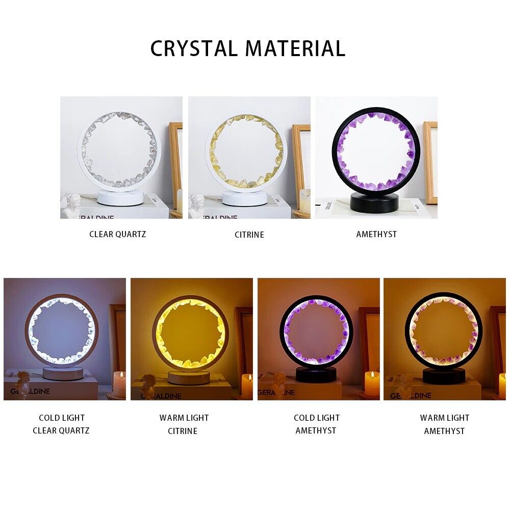 Bedside Lamps LED Rechargeable Natural Quartz Amethyst Cluster Desk Night Lights