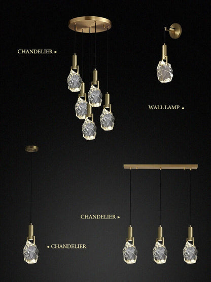 Pendant Lights Copper Corder Simple Luxury Crystal Bedroom Bedside Lamp 12x150cm