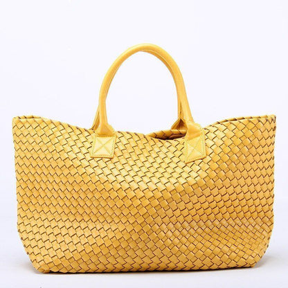 Woven Handbags Imitation Sheepskin Shoulder Bag Large Bucket Bag Women Leather