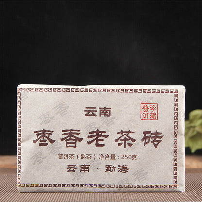 250g Big Leaf Old Pu'er Tea Ripe Tea Health Jujube Fragrant Brick