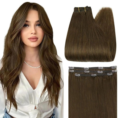 Full Shine 50 Grams 100% Real Clip Remy Human Hair Extensions Full Head Thick