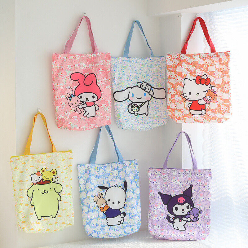 Cute My Melody Kuromi Cinnamoroll Hello Kitty Handbag Tote Canvas Storage Bag