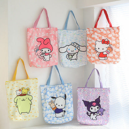 Cute My Melody Kuromi Cinnamoroll Hello Kitty Handbag Tote Canvas Storage Bag