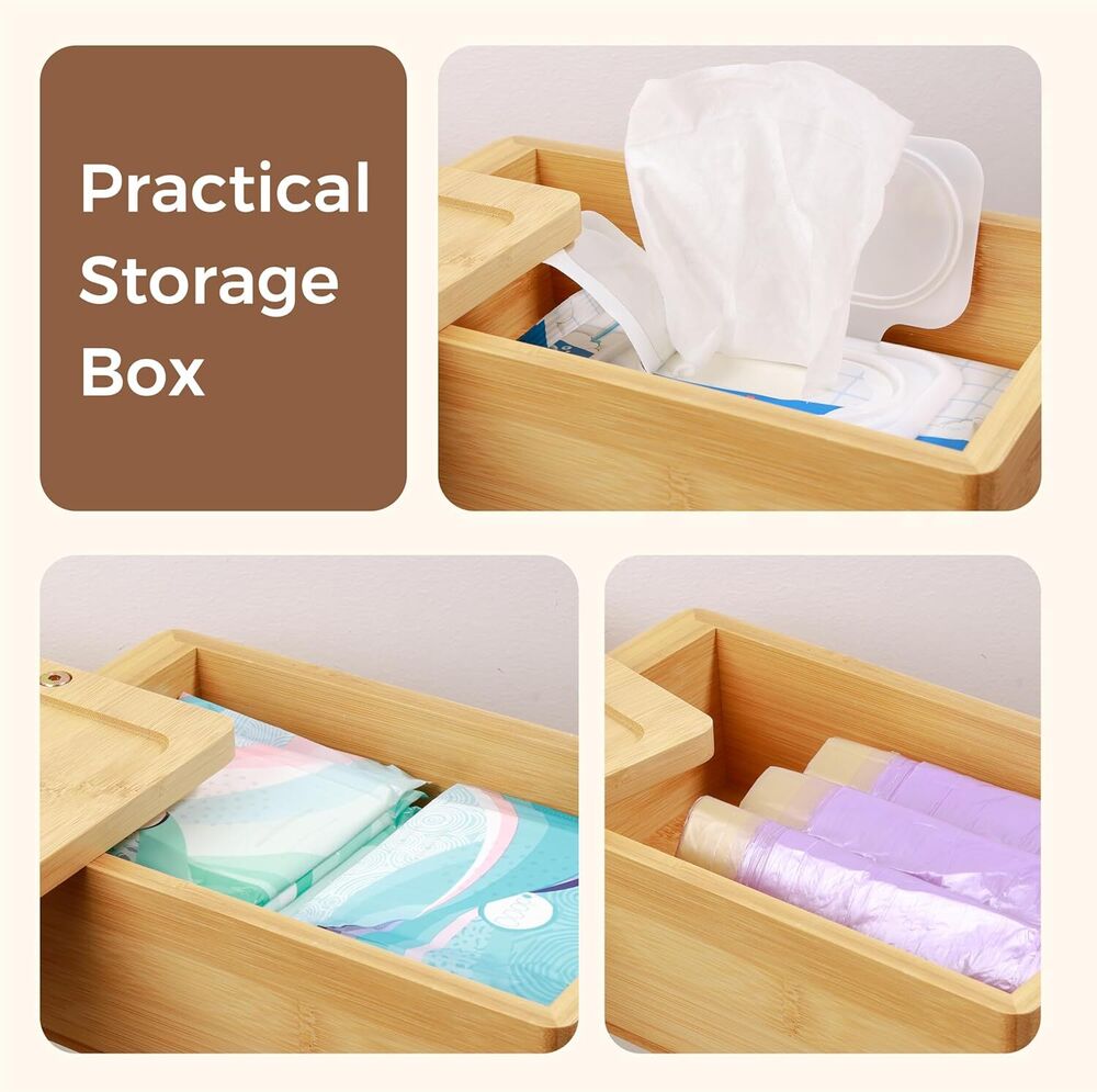 Bamboo Toilet Paper Holder with Shelf and Storage Wall Mount Organizer 3-In-1