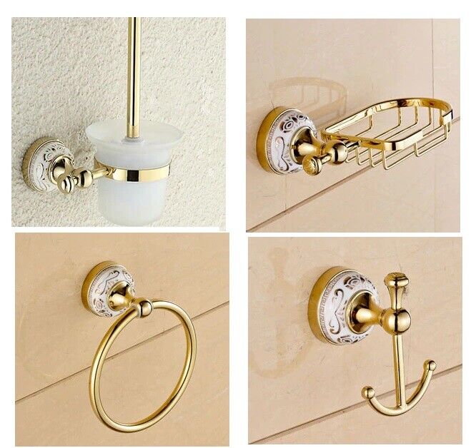 Luxury Towel Racks Stainless Steel Ceramic Wall Mounted Bathroom Accessories Set