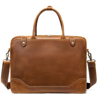 Crazy Horse Leather Men's Business Briefcase 1Cowhide 14" Handbag Shoulder bags