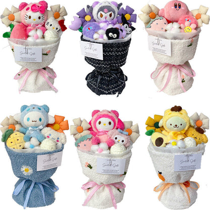 Cute Plush Doll Bouquet MyMelody Kuromi Cinnamoroll Stuffed Toy Doll Flower Gift