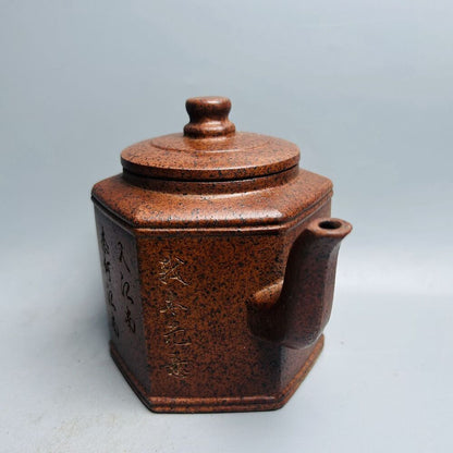 Vintage China Yixing Purple Clay Teapot Zisha Ceremony Carving Exquisite Teaware