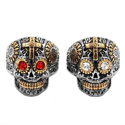 Men Skeleton Big Ring Stainless Steel Skull Rings Punk Biker Finger Jewelry 1Pc