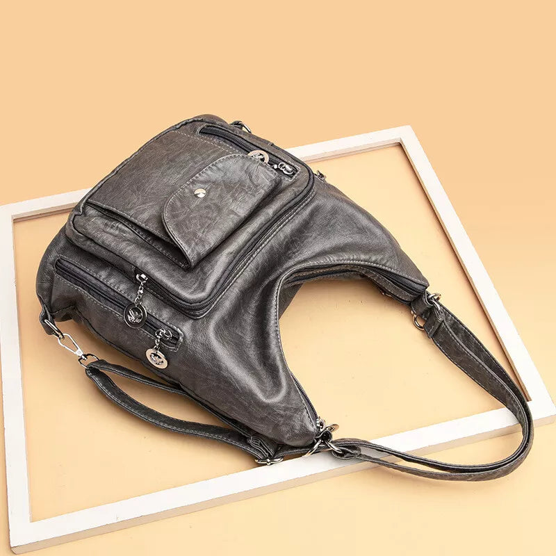 New Womens PU Leather Handbag Vintage Crossbody Shoulder Bag Female Casual Tote