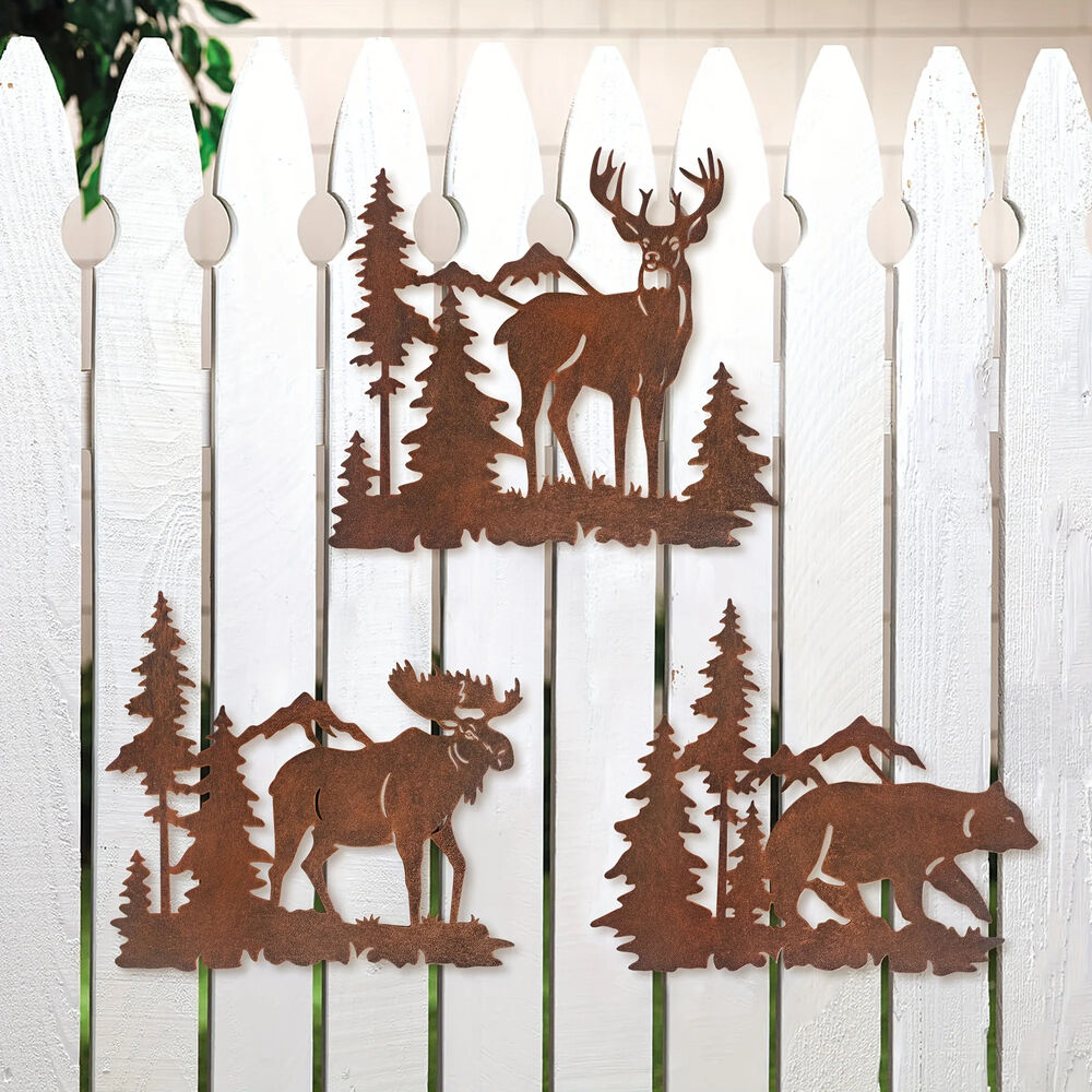 Deer Bear Moose In The Forest Pine Tree, Set Of 3 Concise Decoration Hanging