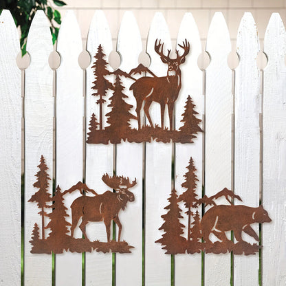 Deer Bear Moose In The Forest Pine Tree, Set Of 3 Concise Decoration Hanging