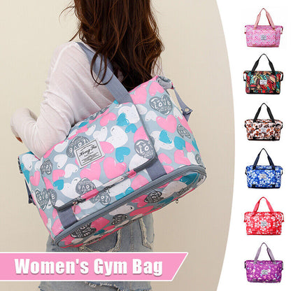 Printed Dry Wet Separation Gym Bag Extensible Waterproof Travel Sports Fitness