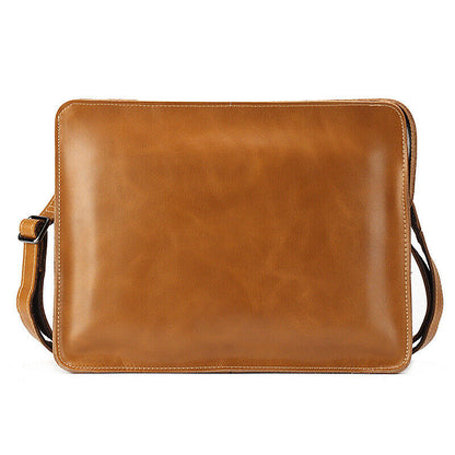 Crazy Horse Leather Business 12" Briefcase Mens Clutch Envelope Bag Shoulder Bag
