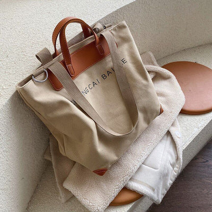 Canvas Handbag Shoulder Crossbody Bag Large Leather Shopper Bag 41*35*17CM Pouch