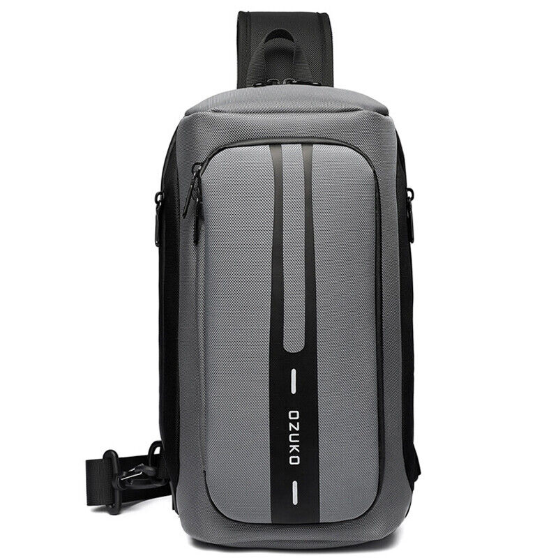 Men's Sling Backpack Oxford cloth Waterproof&Anti-theft Crossbody Bag USB Port