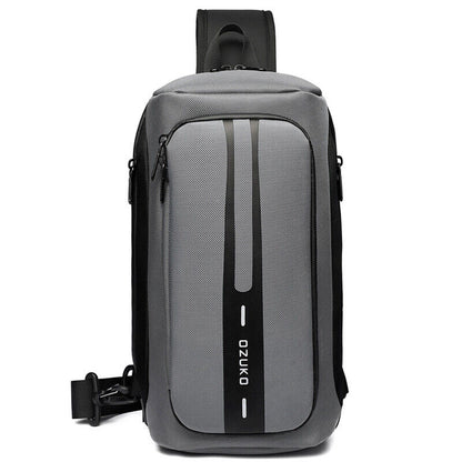 Men's Sling Backpack Oxford cloth Waterproof&Anti-theft Crossbody Bag USB Port