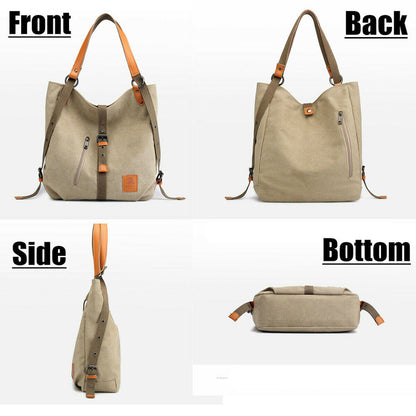 Women Canvas Backpack Shoulder School Bag Messenger Travel Handbag Tote