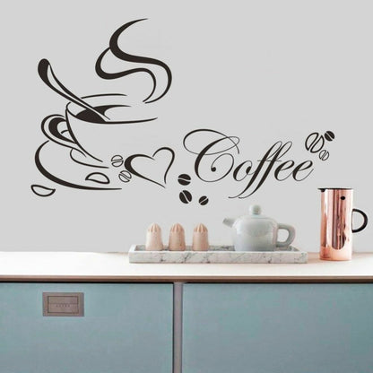 Wall Stickers Coffee Cup Vinyl Quote Restaurant Kitchen Removable Home Decor Art