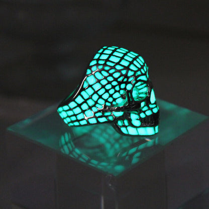 Men Women Glowing Ring Luminous Skull Punk Fashion Trendy Rings Glow In The Dark