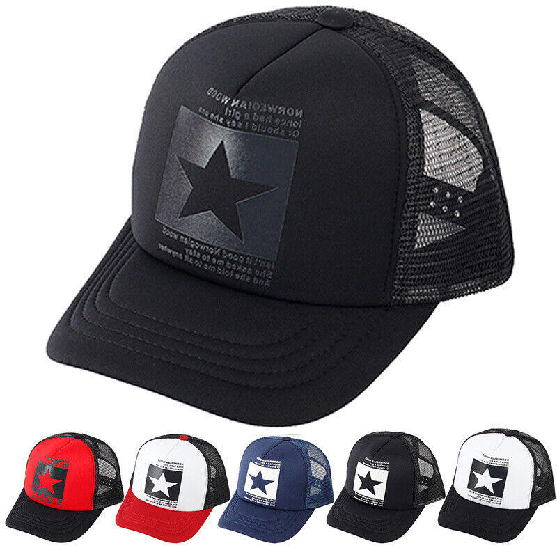 Mens Trucker Hat Mesh Baseball Cap Snapback Adjustable Hip Hop Flat Solid Blank