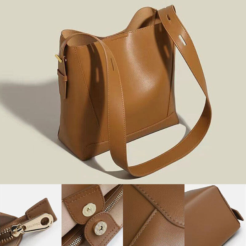 Large Capacity Crossbody PU Leather Single Bag Bucket Shoulder Bag Handbag