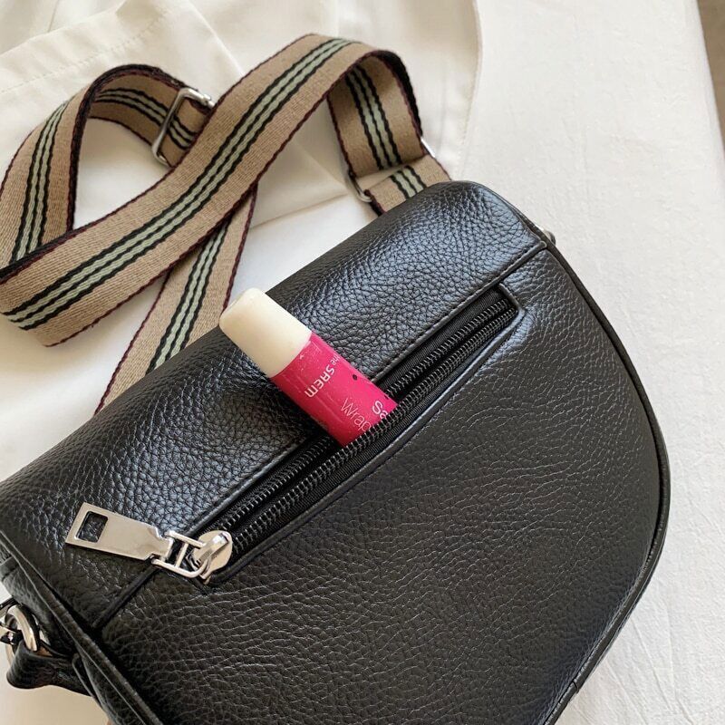 Crossbody Bag Pu Leather Bags Ladies Zipper Wide Shoulder Woman Bag Female Bags