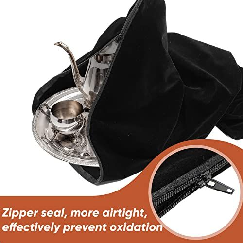 LEIFIDE Silver Storage Bags Oversized 24" x 30" Black Zipper Anti Tarnish...