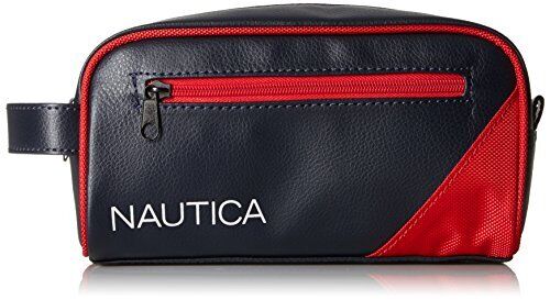 Nautica Men's Top Zip Travel Kit Toiletry Bag Organizer, red, One Size, Red