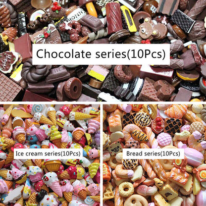 10Pcs Dollhouse Mini Lucky Bag Blind Box Cake Candy Bread Doll Food Kitchen T-ca