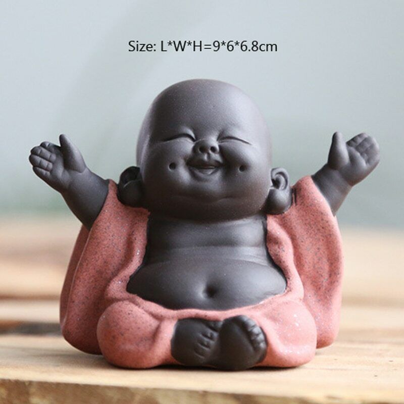 Happy Maitreya Buddha Tea Pet 1Pc Tea Favor Teahouse Ornament Ceramic Home Decor