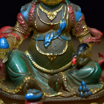 old chinese colored glaze Statue Carving buddha gold gilding buddhist Exorcism