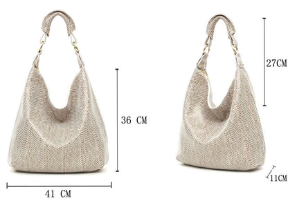 100% Genuine Leather Shiny Shoulder Bags Big Bag Handbags Women