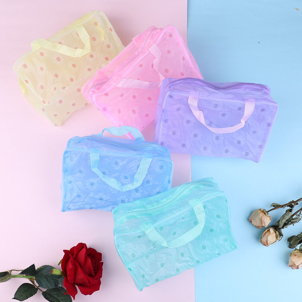 Clear Transparent Plastic PVC Travel Makeup Bag Cosmetic Toiletry Zip Pouch-ca