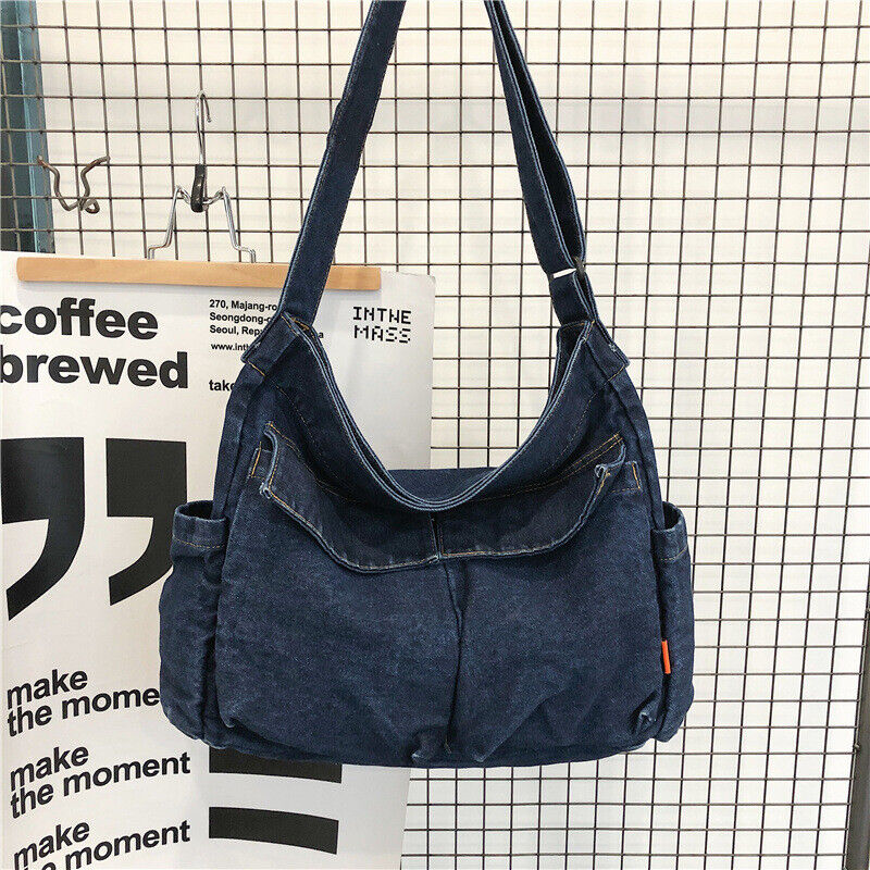 Women Denim Handbag Girl Shoulder Messenger Crossbody Bag Denim Blue Tote