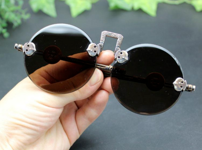 Old Chinese Round mirror handmade work Sunglasses statue