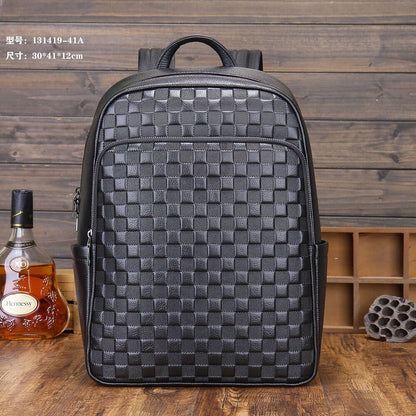 Top Cow Leather Black Men's bag, Soft Leather Large Capacity Backpack Travel Bag