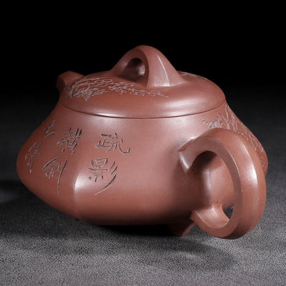 Chinese Yixing Purple Clay Teapot Zisha Ceramic Bamboo Peach Blossom Tea Set Art