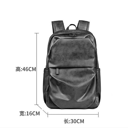 Top PU Leather Men's Backpack, New Large Capacity Travel Bag School Rucksack