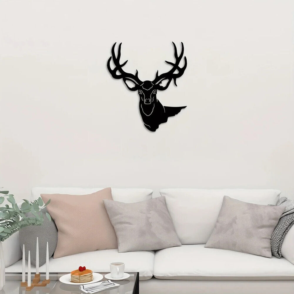 1pc, 3D Deer Head Metal Wall Art - Elegant Home and Office Decor