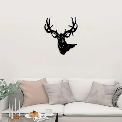 1pc, 3D Deer Head Metal Wall Art - Elegant Home and Office Decor