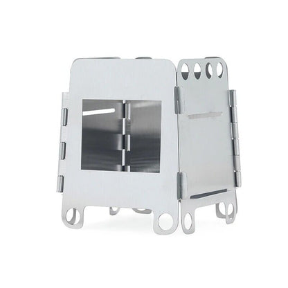 Camping Stove Stainless Steel Outdoor Mini Wood Portable Folding Cooking Toolkit