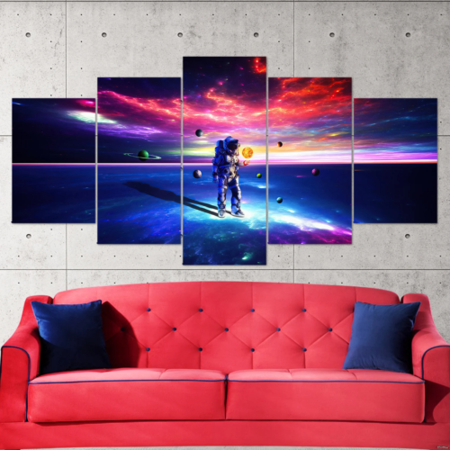 Abstract art Astronaut Universe 5 Piece Canvas Wall Painting Poster Home Decor