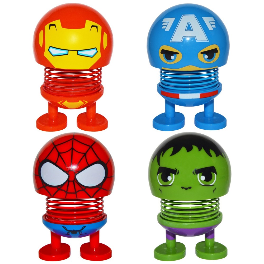 4-inch Smiley Face Bobblehead with Adhesive Feet for Mounting in Car, Cute Mini