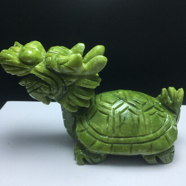 360g Natural Crystal .south jade. Hand-carved.Exquisite dragon turtle statues79