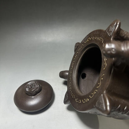 vintage chinese yixing purple clay teapot zisha ceremony carving Collectible art