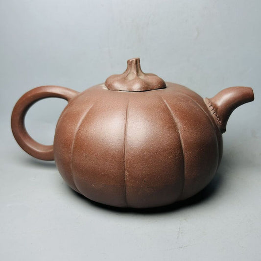 Vintage Chinese Yixing Purple Clay Teapot Zisha Ceramic Pumpkin Tea Set Collect