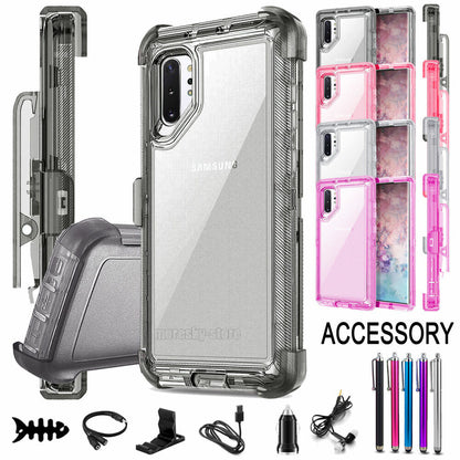 Clear Case For Galaxy Note 10 / Plus Clip Stand Rubber & Tpu Cover / Accessories